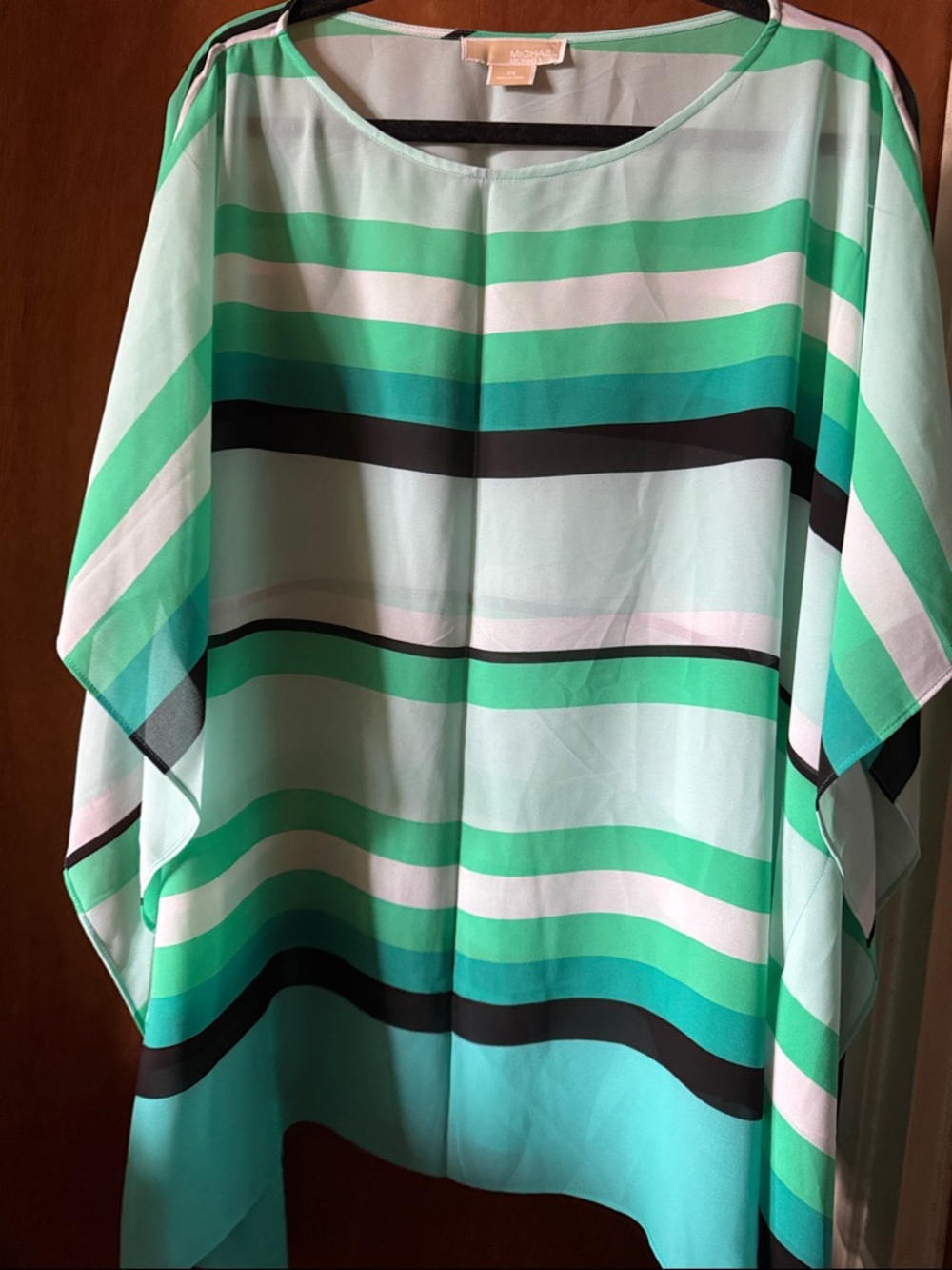 MICHAEL Michael Kors Mint, Teal & Black Striped Blouse